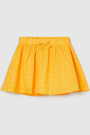 Max Collection Girls Embroidered Pure Cotton Flared Mini Skirt
