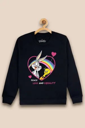 Kidsville Girls Looney Tunes Printed Round Neck Pullover