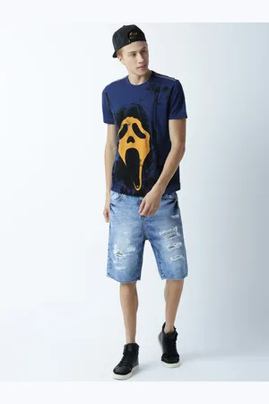 Huetrap Men Navy Blue Printed T-shirt
