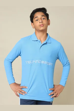 TECHNOSPORT Boys Typography Printed Polo Collar Pockets Slim Fit T-shirt