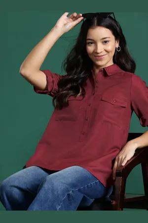 DressBerry Roll-Up Sleeves Shirt Style Top