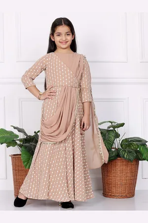 Ethnovog Girls Embroidered Georgette Gown Dress
