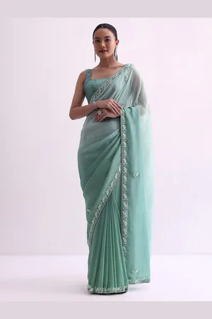 KALKI Fashion Embellished Beads and Stones Satin Saree