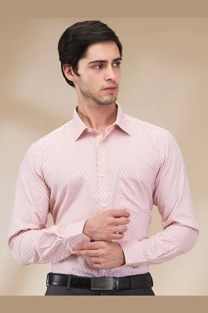 Park Avenue Men Spread Collar Micro Ditsy Printed Cotton Slim Fit Formal Shirt