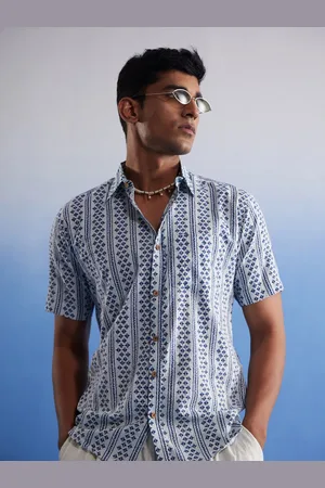 Vastramay Premium Ethnic Motifs Printed Cotton Casual Shirt