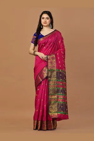 JustFashion Woven Design Zari Art Silk Banarasi Saree
