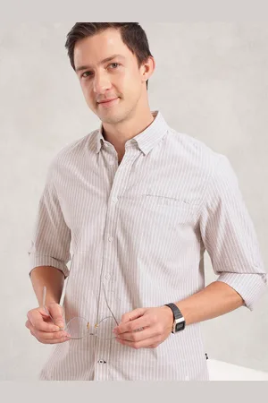 Nautica Men Premium Slim Fit Striped Pure Cotton Casual Shirt