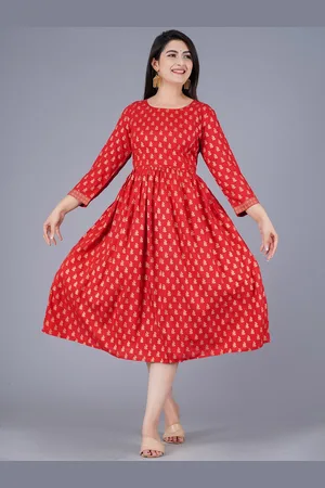 AO Services Floral Printed Pleated A-Line Maternity Kurta