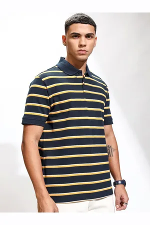 Highlander Men Striped Polo Collar Relaxed Fit T-shirt