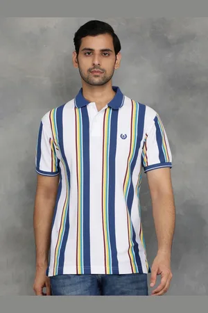 Greenfibre Men Striped Polo Collar Cotton Slim Fit T-shirt