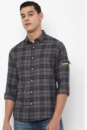 Forever 21 Men Grey Tartan Checks Casual Shirt