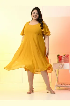 DesiNoor Women Plus Size Cold-Shoulder Fit & Flare Dress