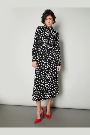 Max Collection Women Animal Printed Shirt Midi Dress