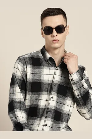 HANCOCK Men Premium Slim Fit Checked Flannel Pure Cotton Casual Shirt