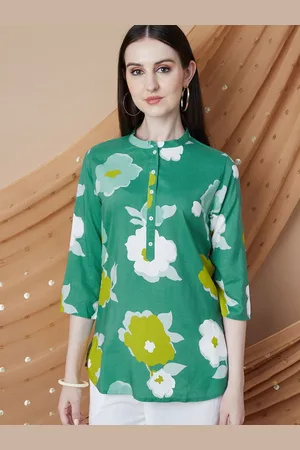Lifestyle Floral Printed Shirt Collar Kurti