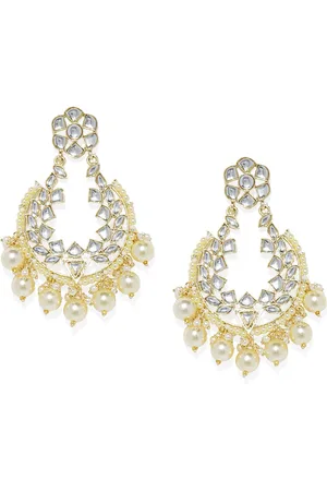 AccessHer Gold-Plated Handcrafted Kundan Studded Classic Chandbalis