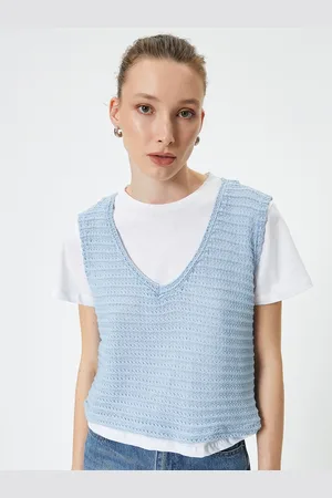 Koton Women Striped V-Neck T-shirt