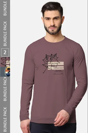 bullmer Men Taupe & Grey Pack of 2 Printed Cotton T-shirt