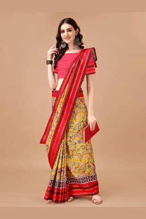 JustFashion Kalamkari Printed Zari Banarasi Saree