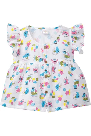 Babywish Girls Conversational Printed Cotton A-Line Dress