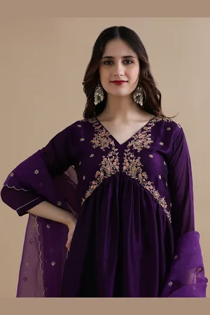 Jaipur Women Floral Embroidered Empire Thread Work Kurta with Trousers & With Dupatta