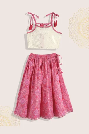 Biba Girls Ethnic Motif Printed Ready to Wear Lehenga & Blouse