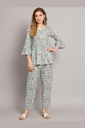 Kalini Floral Printed V-Neck Bell Sleeve Top & Trouser