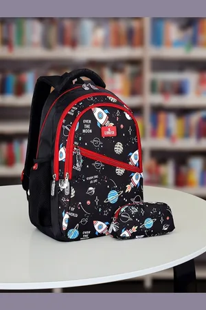 THE CLOWNFISH Brainbox Kids Printed Medium Backpack with Zip Pouch