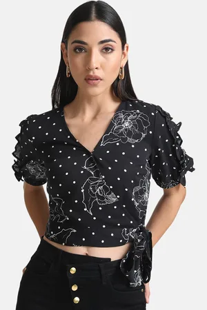 Kazo Women Print Wrap Crop Top