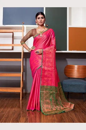 JustFashion Woven Design Zari Art Silk Kanjeevaram Saree
