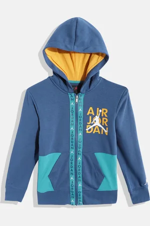 Jordan Boys Blue Brand Logo Printed Hooded Sweatshirt
