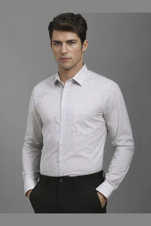Louis Philippe Men Spread Collar Geometric Printed Cotton Formal Shirt