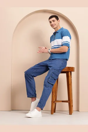 Mast & Harbour Stripe Colourblocked Polo Collar T-shirt