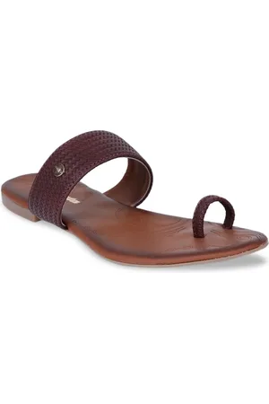 Bata Women Brown Solid PU One Toe Flats