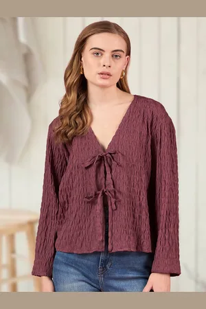 DressBerry Women V-Neck Long Sleeves Tie-Ups Top