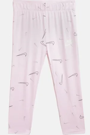 Nike Girls Pink & Black Brand Logo Print Swooshfetti Leggings