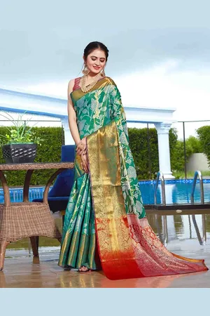 JustFashion Woven Design Zari Art Silk Banarasi Saree