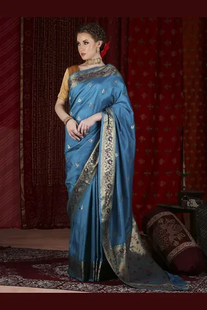 JustFashion Ethnic Motifs Woven Design Zari Paithani Saree