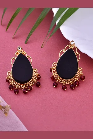 Silvermerc Designs Gold-Plated Teardrop Shaped Drop Earrings