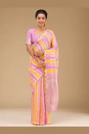 Koskii Lavender Zariwork Tissue Saree