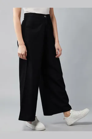 DOLCE CRUDO Women Wide-Leg High Rise Clean Look Light weight Denim Pants