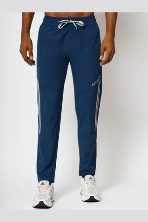 FITINC Men Rapid-Dry Striped Mid-Rise Relaxed Fit Sports Track Pants