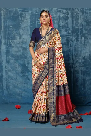 House of Pataudi Printed Zari Saree