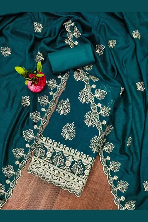 Ishin Floral Embroidered Sequinned Unstitched Dress Material