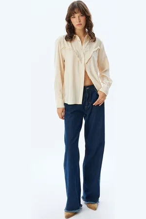 Koton Women Spread Collar Solid Casual Shirt