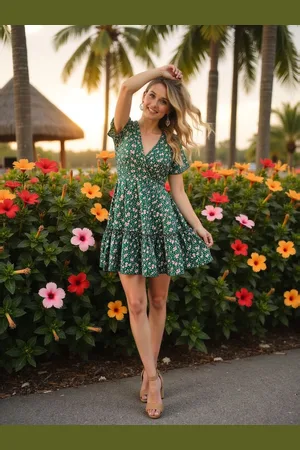 Berrylush Floral Print Ruffled A-Line Mini Dress