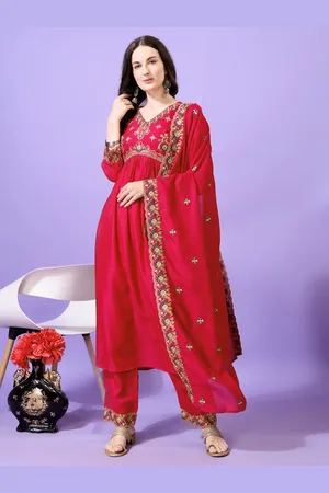 Kalini Women Ethnic Motifs Embroidered Regular Kurta with Palazzos & With Dupatta