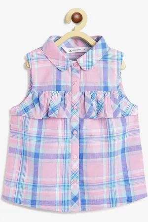 Campana Checked Ruffles Cotton Shirt Style Top