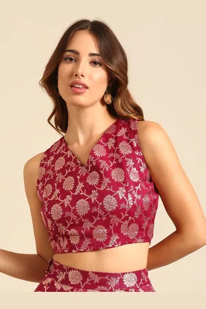 De Moza Women Woven Design Non-Padded Brocade Saree Blouse