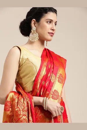 Mimosa Red & Gold-Toned Ethnic Motifs Zari Mysore Silk Saree